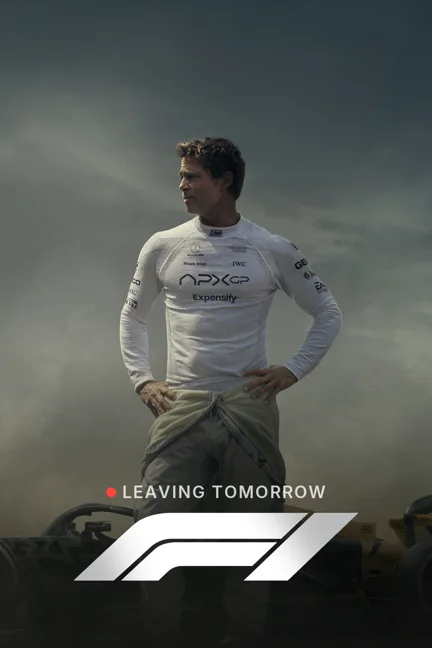 F1 with a Leaving tomorrow label, rendered by Posteryard
